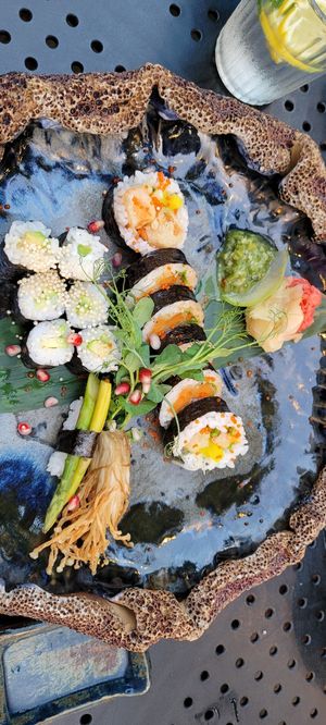 Netflix menu with sweet potato tempura sushi at Enoki in Gdynia