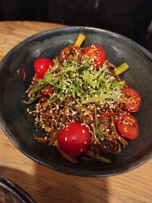 Yaki soba - very spicy, careful! at Enoki in Gdynia