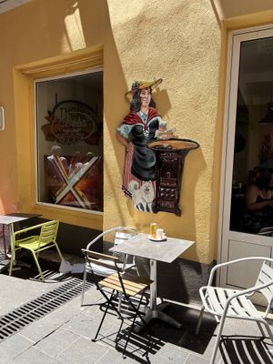 Across the street where the indoor seating is  at Chez Thérésa in Nice