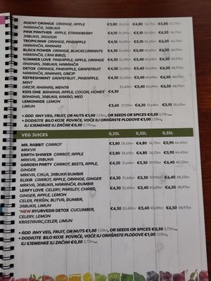 Juices at Fresh and Hash in Sibenik