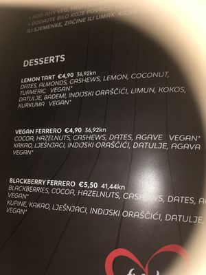 Menu at Fresh and Hash in Sibenik