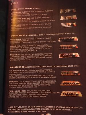 Menu at Fresh and Hash in Sibenik