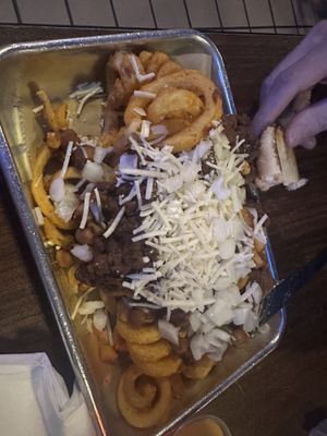 Curly fries w chil n v cheese   at Honest John's in Detroit