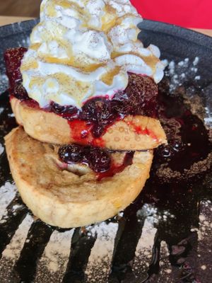 French toast and cream   at Throwback Coffee House in Wakefield