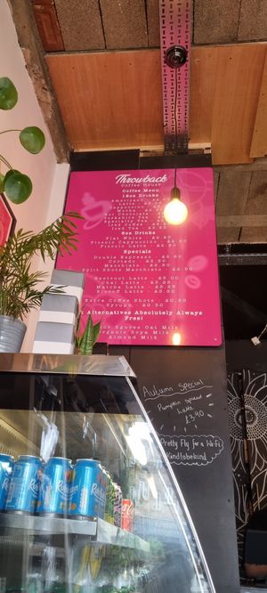 Drinks menu at Throwback Coffee House in Wakefield