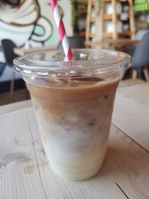Decaf iced coffee at Throwback Coffee House in Wakefield
