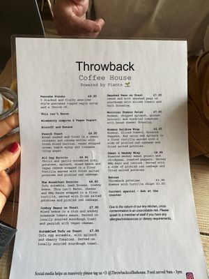 Fully vegan menu   at Throwback Coffee House in Wakefield