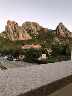 View from our table at L'M Ristopizza in San Pantaleo