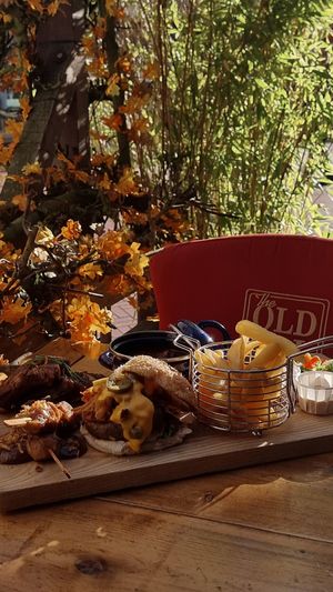 Burger, spareribs, saté, suddervlees en patatjes. at The Old Pal in Zoetermeer