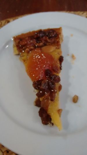 Vegan fruit & nut tart at Es Ginebro in Mallorca