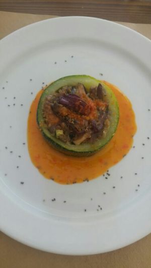 quinoa stuffed zucchini with mushrooms at Es Ginebro in Mallorca