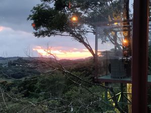 Sunset view at San Lucas Treetop Dining Experience in Monteverde