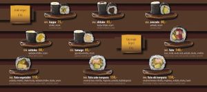 Vegan maki - avocado, cucumber, yellow radish, shitake at Zlatý Drak in Plzen