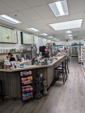 Juice bar counter at The Vitamin Barn in Malibu