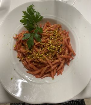 Pasta in beetroot and lime sauce  at Ristorante Il Faro - Maybe closed in Arbatax