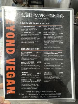 Menu  at Beyond Vegan Eats in Los Angeles