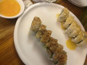 Green and Shifudo Makis (I loved that they added avocado and the extra maracuya sauce!!!)  at Katana Comida Japonesa in Lima