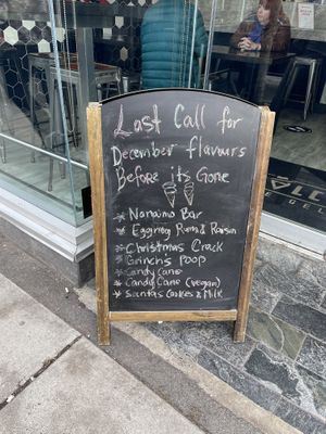 signage with a seasonal vegan option!   at Dolce Amore in Vancouver