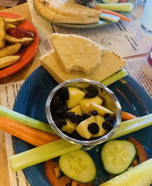 Kids pita plates  at Colophon Cafe in Bellingham