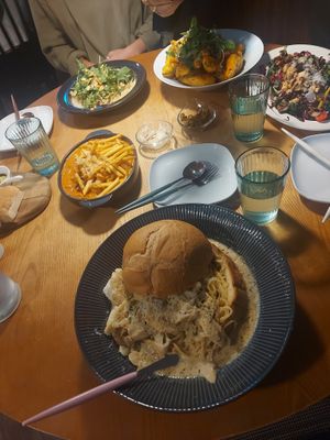 Spicy Pane Pasta, Tteokbokki, Mushroom Cream Pasta (w/ Truffle Oil), Chilly Eggplant, Tofu Salad at Liim - 림 in Incheon