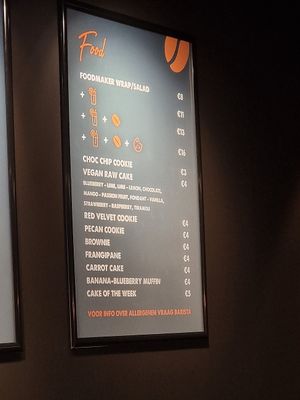 menu at IzyCoffee in Oostende