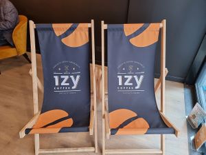 beach chairs at IzyCoffee in Oostende