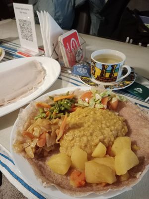 So delicious!! and this meal was also not spicy :) at Äthiopisches Restaurant in Vienna