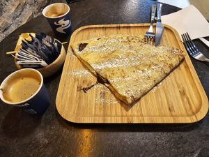 Dark chocolate and banana crepe!! at Café Couleur - 82 in Barcelona