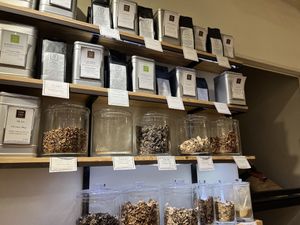 That coffee smelled amazing and look at the dried shrooms   at Casa Ruiz Granel Selecto in Barcelona