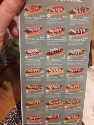 Menu at La Uramakeria in Barcelona