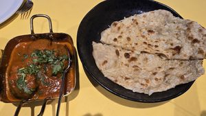 Eggplant Special and Garlic Naan at Punjab in London