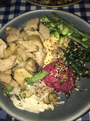 Nourish bowl with extra ‘chicken'  at Megan's King's Road in South West London
