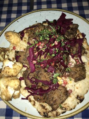 Open ‘lamb’ kebab with extra cauliflower   at Megan's King's Road in South West London