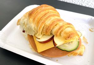 Ham and cheese croissant  at Miga Vegana in Mexico City