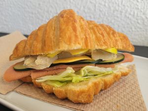 Croissant Sandwich at Miga Vegana in Mexico City