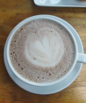 Chocolate caliente at Miga Vegana in Mexico City