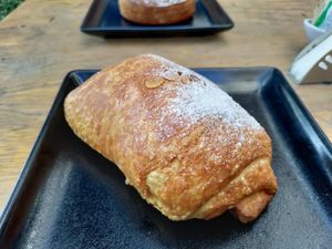 Chocolate croissant at Miga Vegana in Mexico City