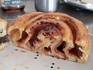 Pizza roll at Miga Vegana in Mexico City