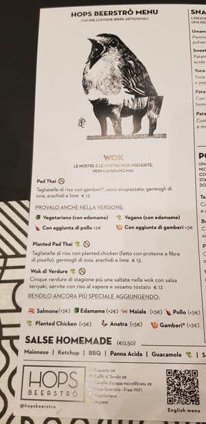 Menu at Hops Beerstrò in Trieste