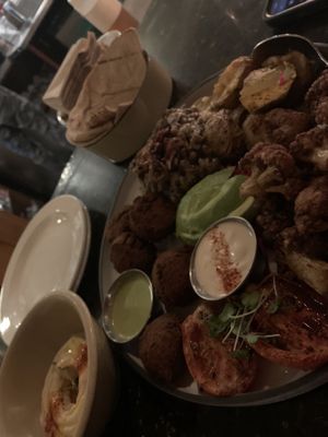 Veggie sampler for 2 with a side of hummus   at Nuba - Gastown in Vancouver