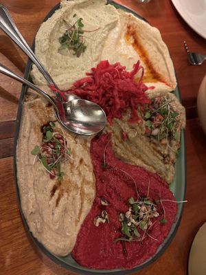 Feast of dips   at Nuba - Gastown in Vancouver