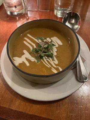 Red lentil soup   at Nuba - Gastown in Vancouver