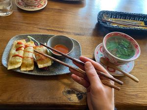 Gyozas & Ingwer-Minztee at Lam Vegan in Hamburg