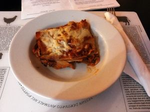 Vegan lasagna at Dolce Vegan in Florence