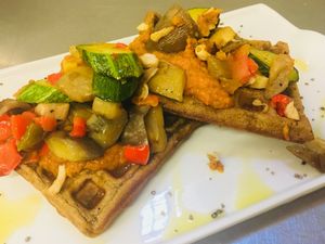 Waffel salati alle verdure  at Dolce Vegan in Florence