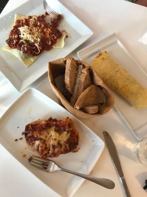 ravioli, lasagna, and kebab  at Dolce Vegan in Florence