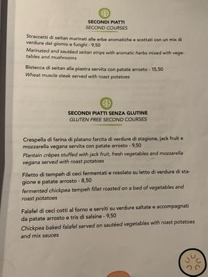 Menu at Dolce Vegan in Florence