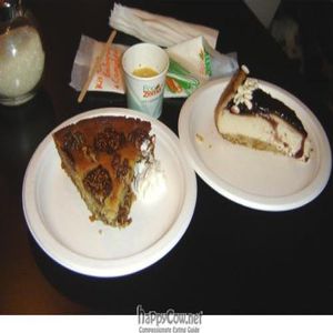 Fig cake with soy whipped cream and blueberry cheesecake at Dolce Vegan in Florence