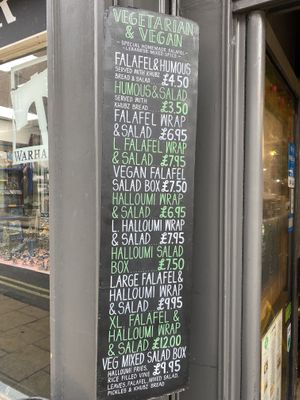 Veg menu   at Middle Feast in York