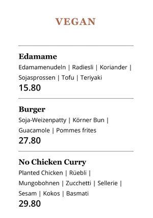 Veganes Menü at Restaurant Marktplatz in St Gallen